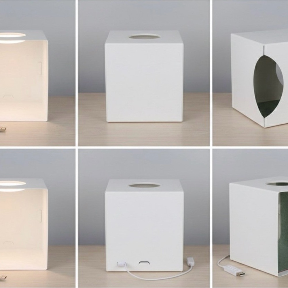 Ring led portable photo studio 

Includes 6 backdrop colors

One light box